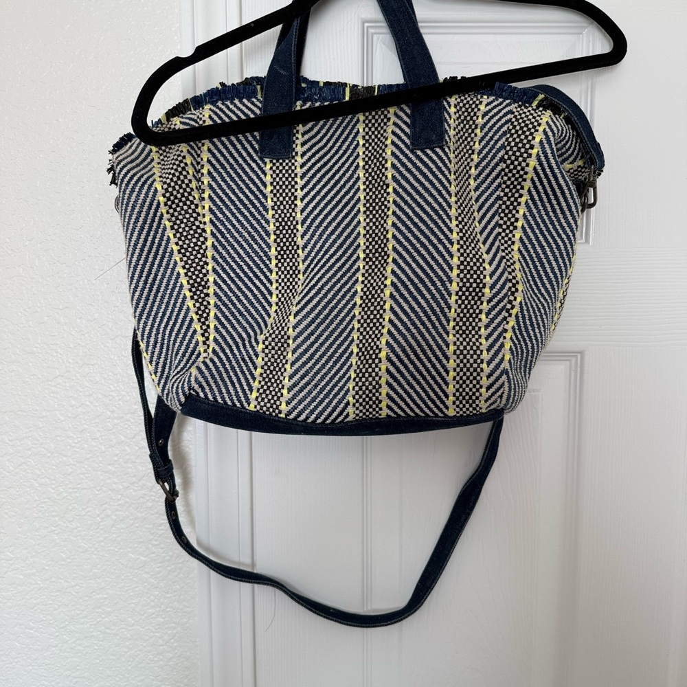 Steve Madden Navy and Yellow Striped Shoulder Bag